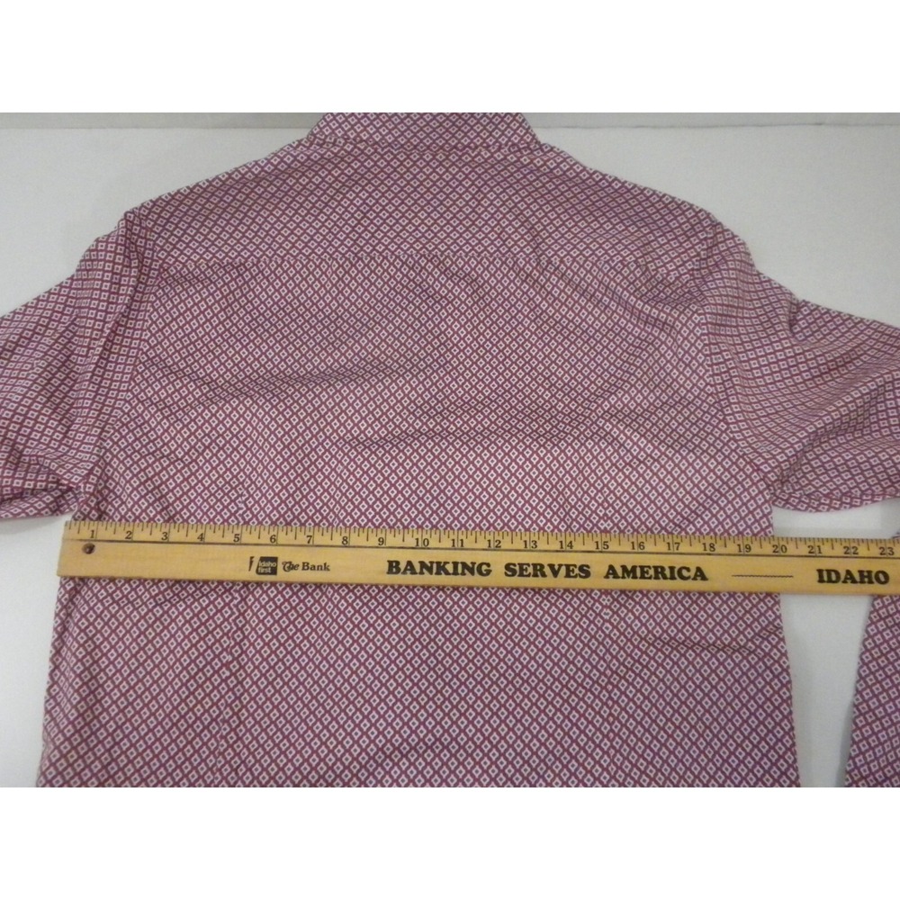 Ted Baker London Dress‎ Shirt Size 4 L Red Geometric Button Up Long Sleeve Cuffs - Picture 9 of 14